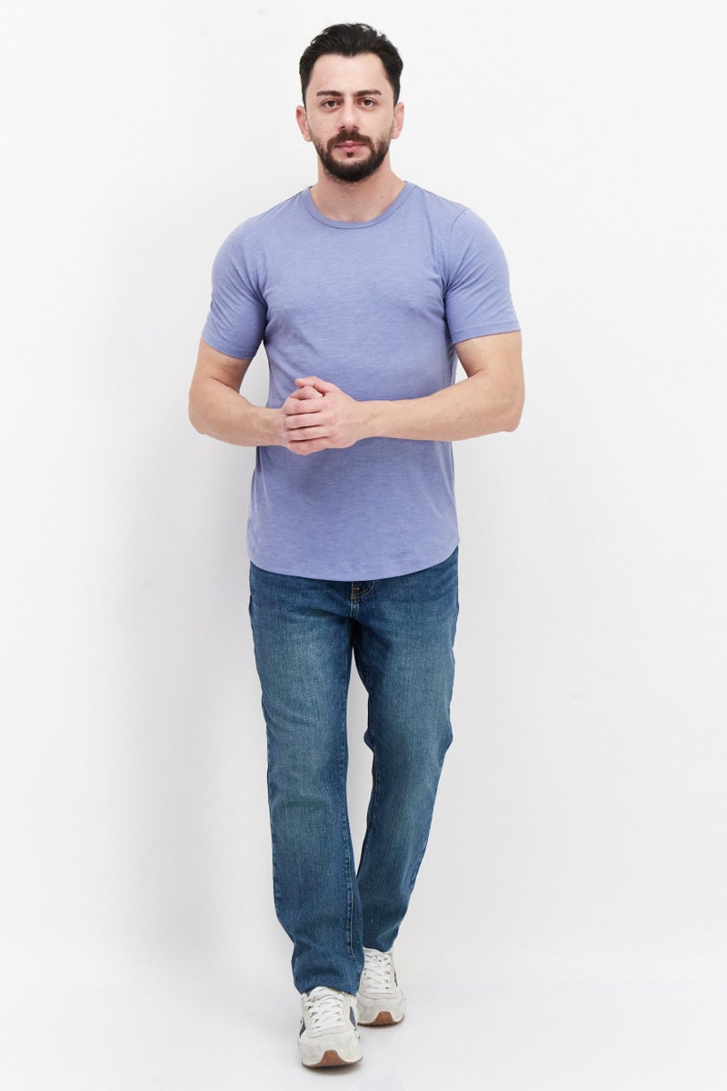 Project Essentials Men Crew Neck Short Sleeves Plain T-shirts, Blue - Image 3