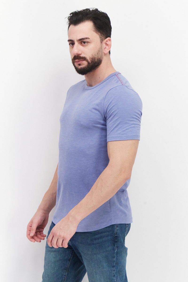 Project Essentials Men Crew Neck Short Sleeves Plain T-shirts, Blue - Image 2