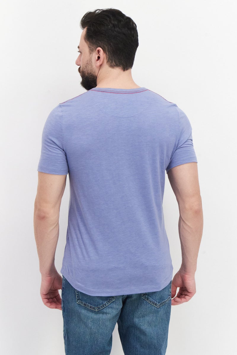 Project Essentials Men Crew Neck Short Sleeves Plain T-shirts, Blue - Image 4