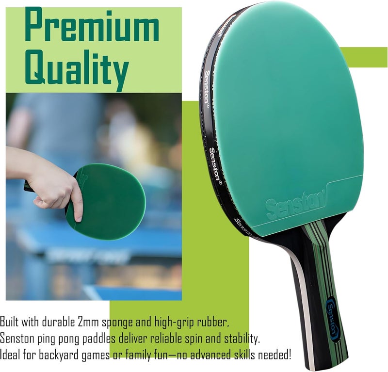 Senston Ping Pong Paddles Table Tennis Paddle, Ideal for Entertainment or Competition - Ping Pong Paddle Set with Balls - Image 4