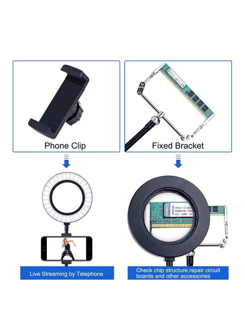 KASTWAVE - Magnifying Glass with Light and Stand, 10X Adjustable Flexible Gooseneck Magnifier with Clip, 3 Color Modes, Desk Desk Lamp for Reading Small Prints & Low Vision Seniors - Image 1