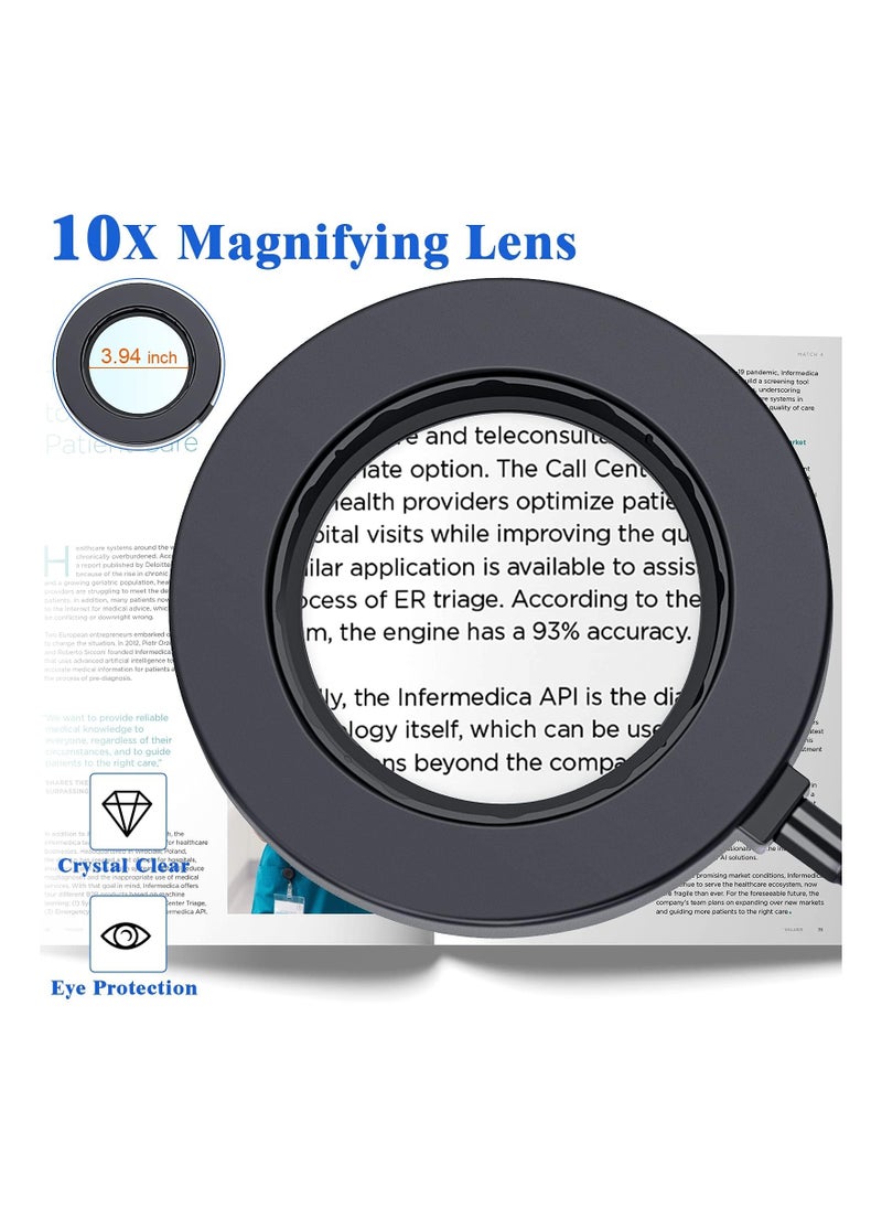 KASTWAVE - Magnifying Glass with Light and Stand, 10X Adjustable Flexible Gooseneck Magnifier with Clip, 3 Color Modes, Desk Desk Lamp for Reading Small Prints & Low Vision Seniors - Image 1