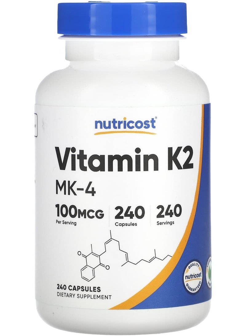 Nutricost Vitamin K2, 100 mcg, 240 Capsules