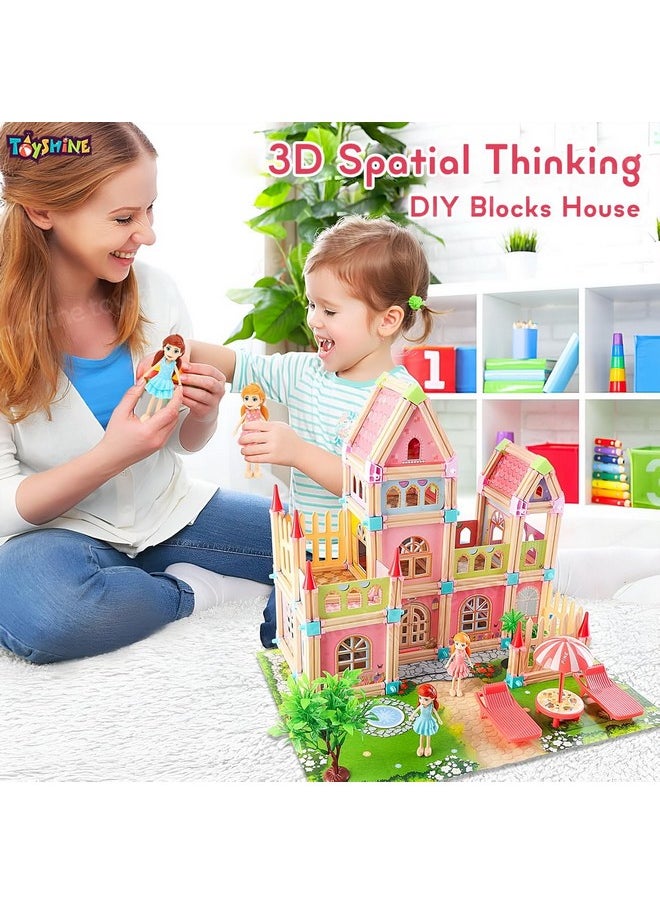 Toyshine Toyshine 234 Pcs DIY Doll House Blocks with 4 Dolls Play House Learning Toy for Girl Ages 5+ Birthday Gift Develops Thinking Skills Creative Play  - Image 3