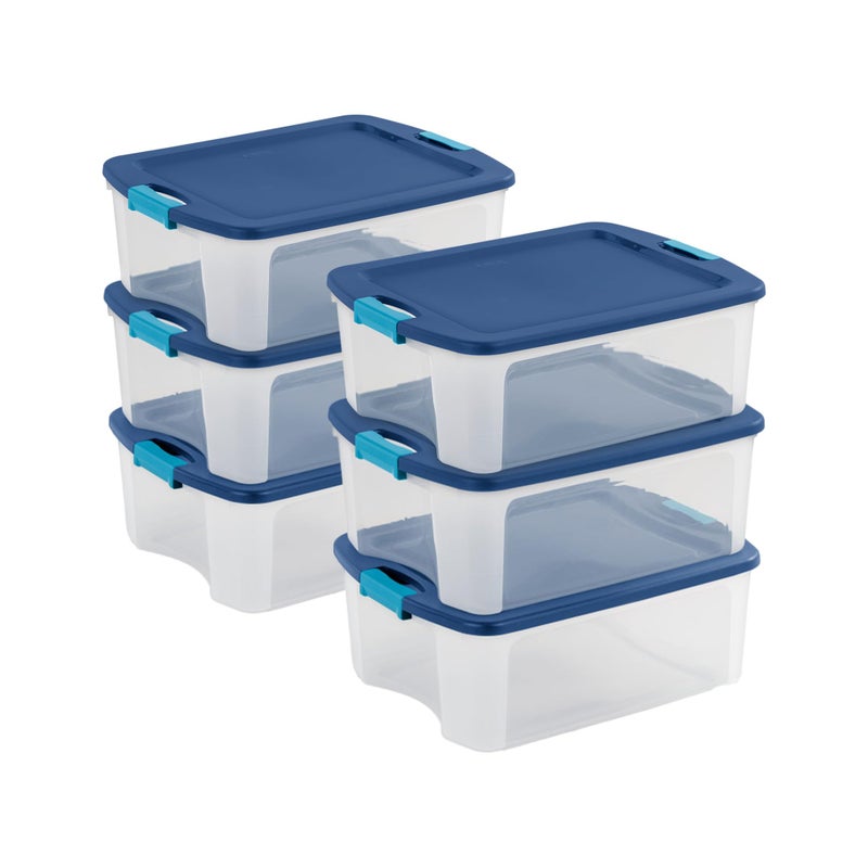 Sterilite 6Pack Latch and Carry Clear Plastic Storage Bins with Latching Lids and FullGrip Handles 12 Gallon