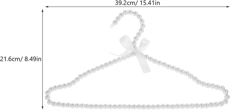 Garneck Pearl Bow Clothes Hangers 40cm Plastic Non-Slip Pant Hanger White Adult Shoulder Style 4pcs Wedding Dress Organizer - Image 2