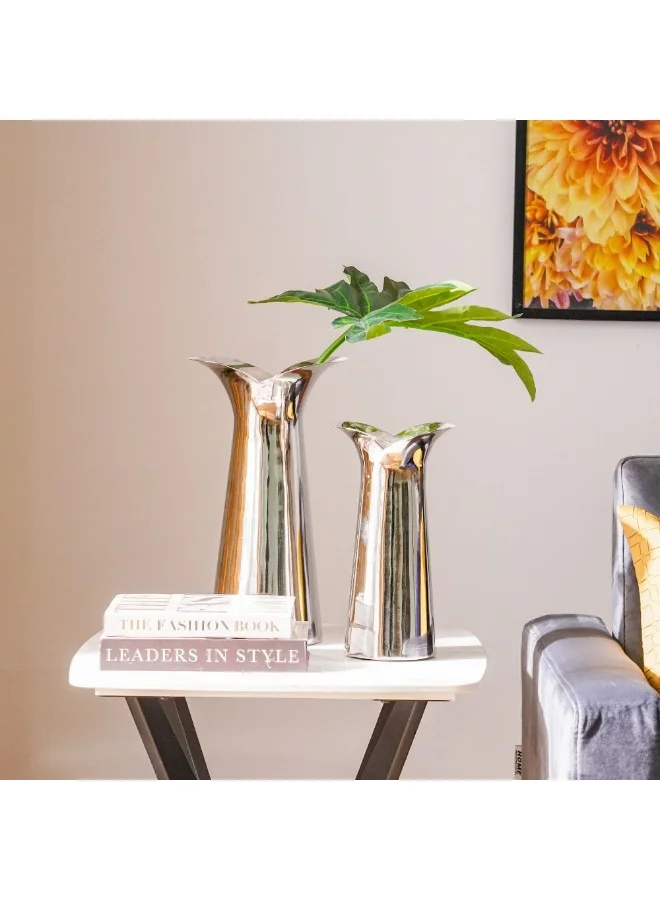 DANUBE HOME Danube Home Regal Heritage Large Nickel Vase - 21X16X38 Cm Multi-Color Aluminium Flower Vases Elegant Home Decor Collection For Stylish Living Spaces Decorative Home Accessories