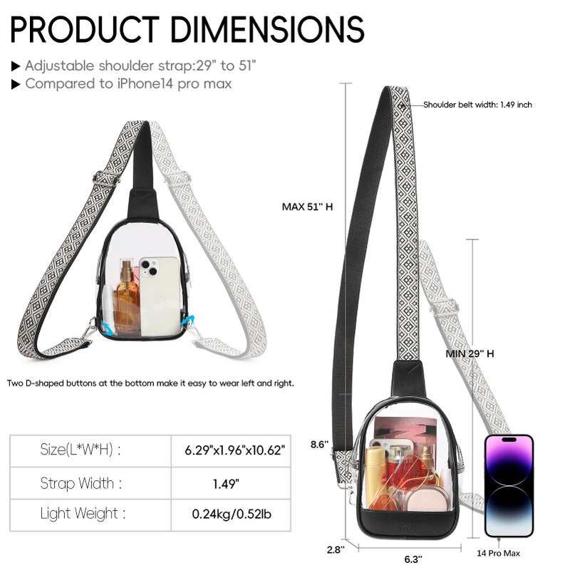 CLUCI Clear Bag for Stadium Events, Clear Crossbody Bag, Small Transparent Purses - Image 3