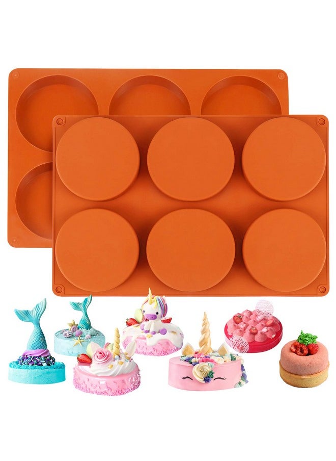 PalkSky Palksky Silicone Molds for Baking (2 Pack)6-Cavity Large Round Disc Mold/English Muffins Pan/Resin Coaster Mold Non-Stick for Hamburger Chocolate Cake Pie Custard Tart Whoopie Pie Egg Pan  - Image 1