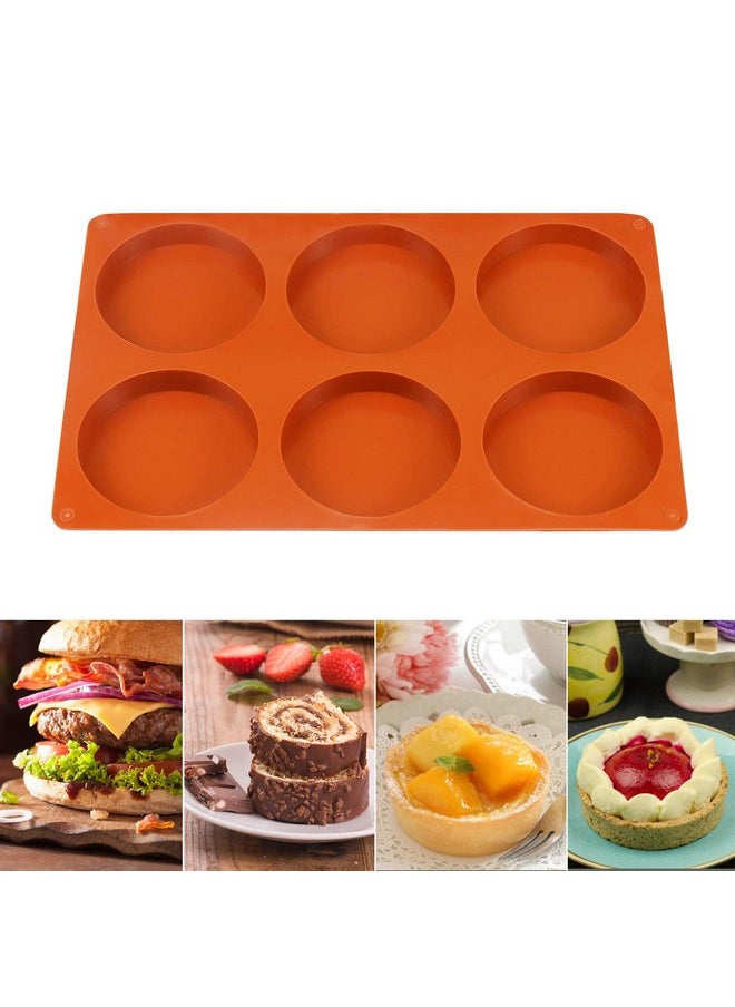 PalkSky Palksky Silicone Molds for Baking (2 Pack)6-Cavity Large Round Disc Mold/English Muffins Pan/Resin Coaster Mold Non-Stick for Hamburger Chocolate Cake Pie Custard Tart Whoopie Pie Egg Pan  - Image 5