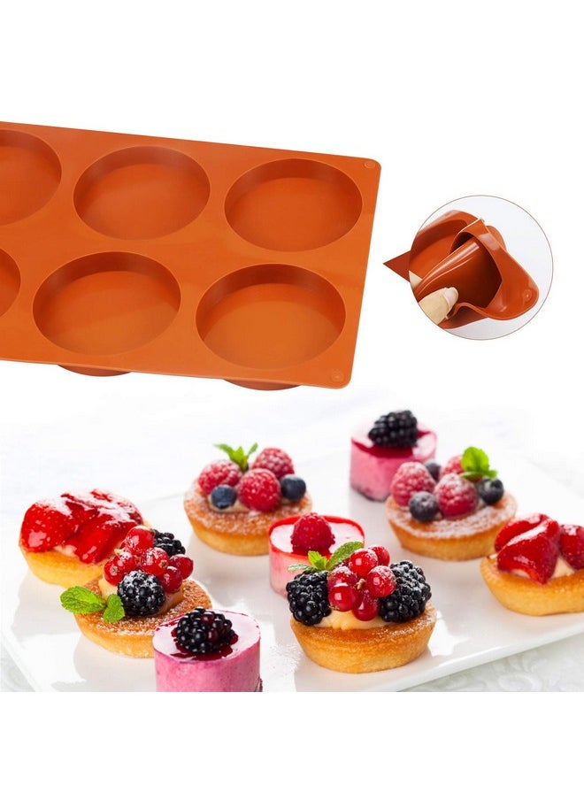 PalkSky Palksky Silicone Molds for Baking (2 Pack)6-Cavity Large Round Disc Mold/English Muffins Pan/Resin Coaster Mold Non-Stick for Hamburger Chocolate Cake Pie Custard Tart Whoopie Pie Egg Pan  - Image 3