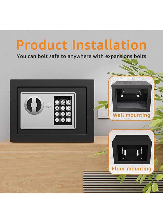 erorex Mini Small Safes 0.236 Cubic Feet Home Safe Steel Security Safe With Digital Keypad With Gray Safe And Lock Box For Home Office Travel Business Us - Image 5