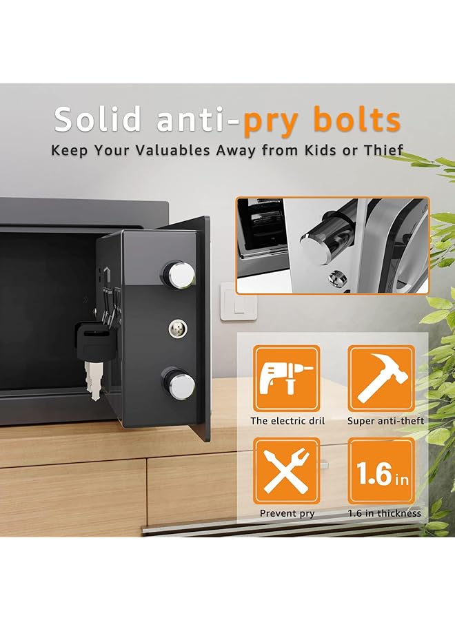 erorex Mini Small Safes 0.236 Cubic Feet Home Safe Steel Security Safe With Digital Keypad With Gray Safe And Lock Box For Home Office Travel Business Us - Image 4