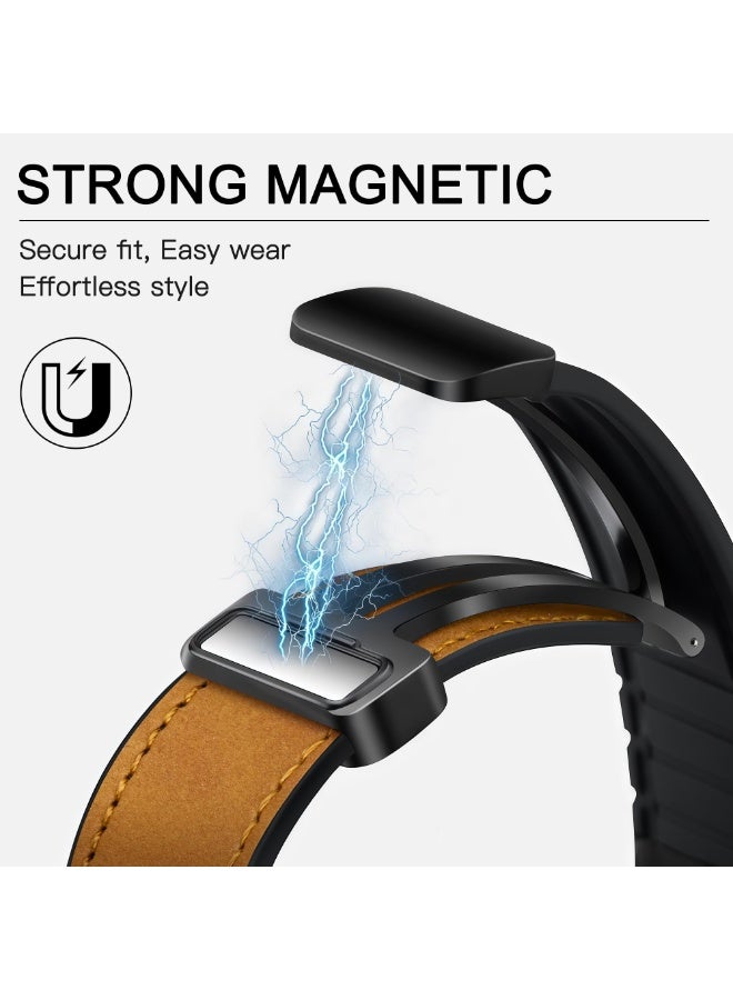 Leather Bands Compatible with Apple Watch 46mm 45mm 44mm 42mm(Series1-3) 49mm Men Women, Vintage Leather with Adjustable Magnetic Buckle for iWatch Ultra 1/2 /3 Series 11 10 9 8 7 6 SE 3 2 1 - Image 3