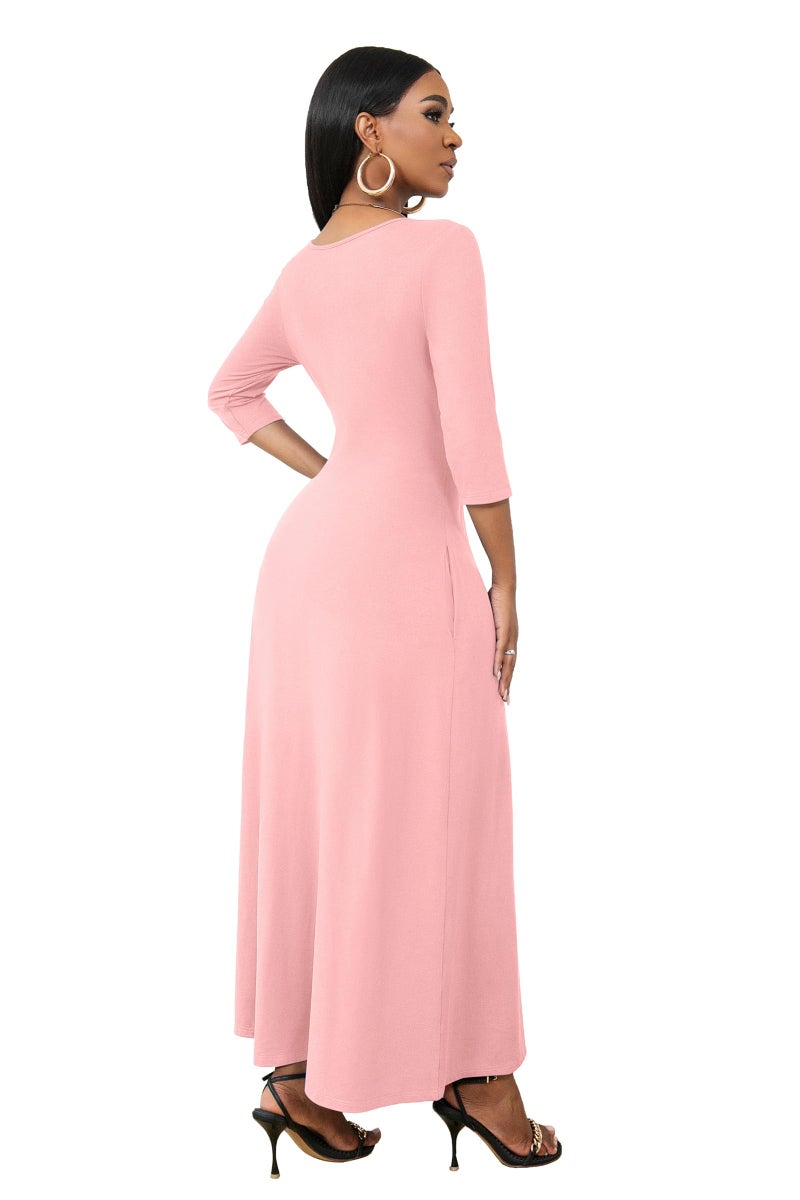 FANDEE Women's Dresses Summer Pink Dresses for Women with Sleeves, Pink Maxi Dress for Women, Maxi Dresses, M - Image 4