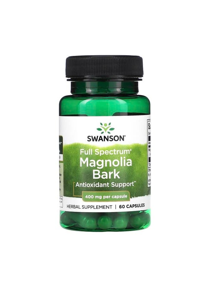 SWANSON لحاء الماغنوليا الطيف الكامل، 400 ملغ، 60 كبسولة