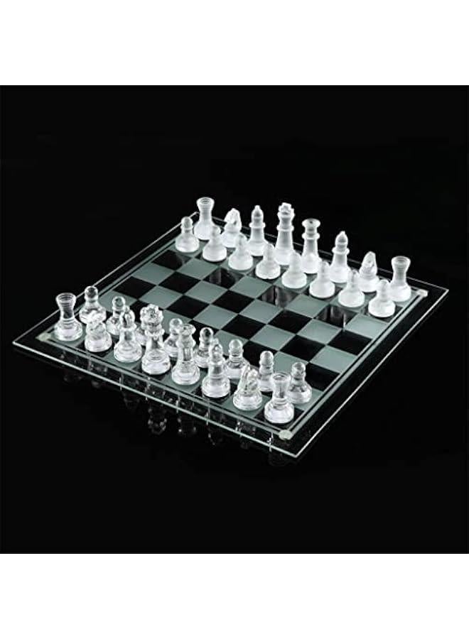 8'' Chess, Solid Glass Chess Pieces and Crystal Mirror Chess Board for Adults Gift, 20x20cm - Image 2