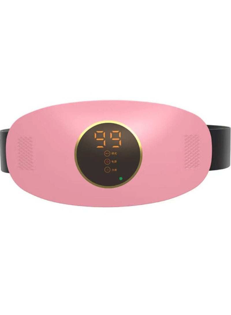 AROAQ Electric Slimming Belt, Digital Display Portable Cordless Menstrual Heating Pad, Fat Burning Weight Loss Vibrating Body Massage Belt, Abdominal Massager Machine For Women, Rechargeable Model (Pink)  - Image 1