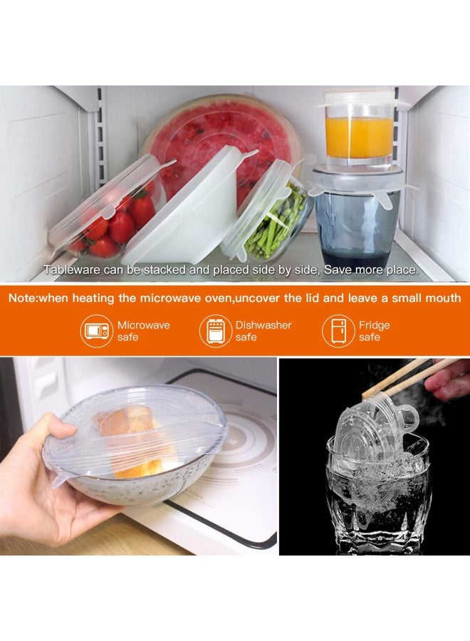 Longzon  Silicone Stretch Lids 14 Pack Include 2Pcs Size up to 9.8 Diameter Reusable Durable Food Storage Covers for Bowl 7 Different Sizes to Meet 2.6 -9.8 Dia Containers Dishwasher  Freezer Safe