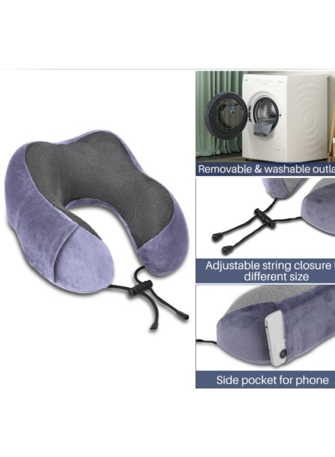 An innovative neck pillow with a pouch and zipper that combines comfort and organization. It will not only relieve your neck during travel or long periods of sitting, but it will also keep your small belongings within easy reach. - Image 2