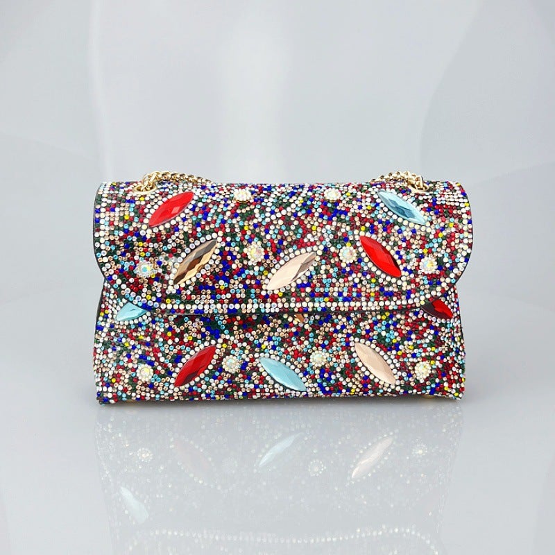 New High-End Feeling Big Brick And Stone Socialite Rhinestone Underarm Hand Bag Diamond Colored Diamond Chain Cheongsam Shiny - Image 1