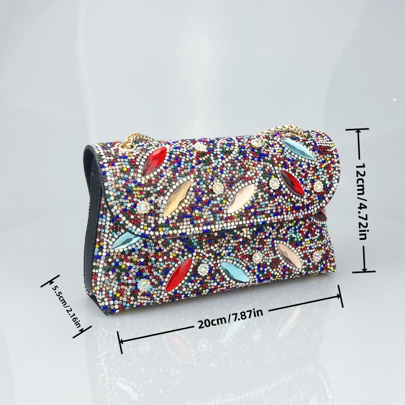 New High-End Feeling Big Brick And Stone Socialite Rhinestone Underarm Hand Bag Diamond Colored Diamond Chain Cheongsam Shiny - Image 3