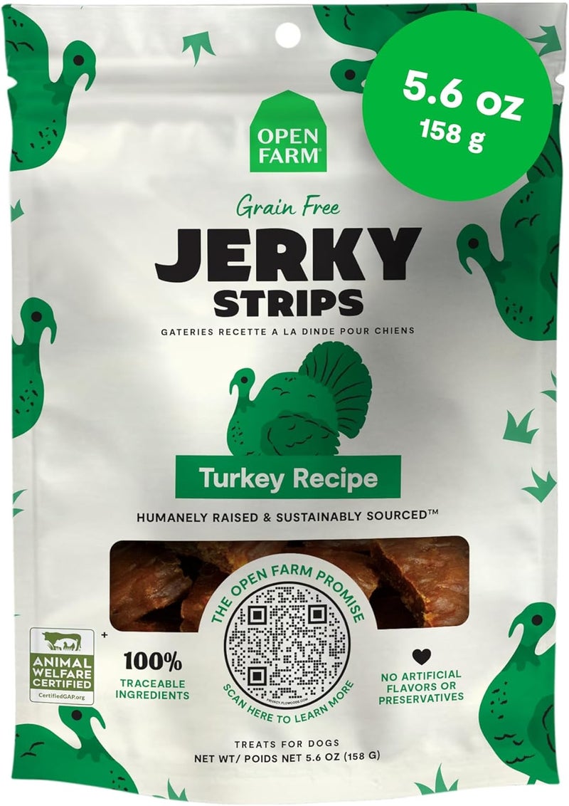 Open Farm Grain Free Turkey Jerky Strips Dog Treat 158g - Image 1