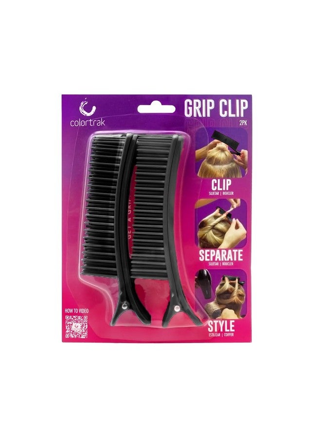 Colortrak Black Hair Sectioning Grip Clips (2 Pack) Section Hair Quickly And Efficiently While Coloring Cutting And Styling Brushlike Top Half With Sectioning Bottom Half - Image 2