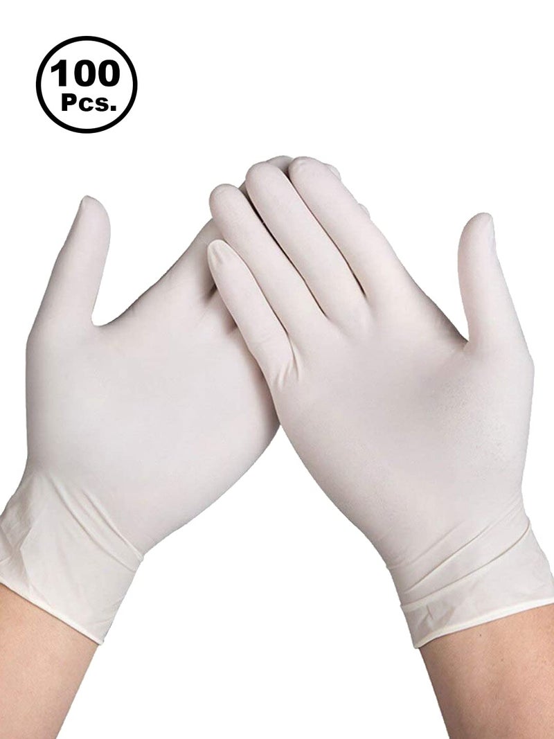 hobf Latex Medical Examination Hand Gloves, Non Sterile and Less Powdered, Pack of 100 Pieces Small Size White color Disposable Latex Examination Gloves For Men & Women. - Image 2