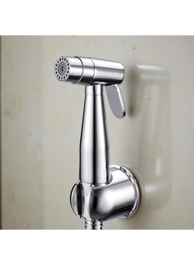 DANUBE HOME Milano Plus Omega Shattaf Set - Chrome Finish| Brass Jet Spray With Trigger Control Handheld Bidet Sprayer Kit-Shattaf, Hose And Holder Fits All Standard Shower Hoses Bathroom Fixtures - Image 1