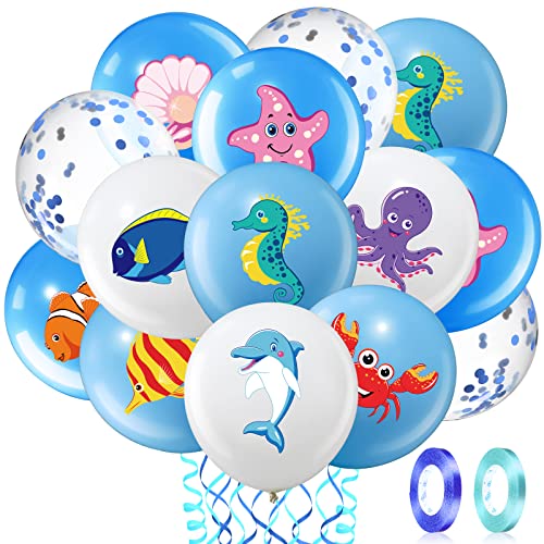Aoriher 50 Pieces Sea Animals Balloons Party Decorations Under The Sea Birthday Party Latex Balloons Ocean Theme for Marine Creatures Beach Theme Supplies - Image 1