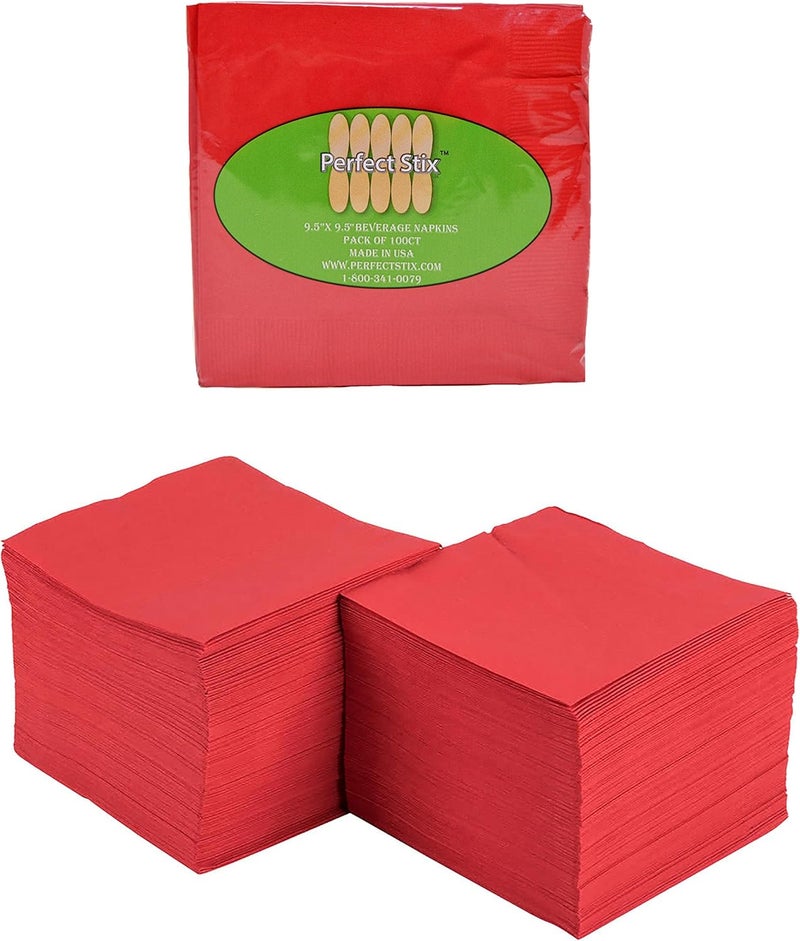 Perfect Stix 2 Ply Red Beverage Napkins (Pack of 100ct) - Image 1