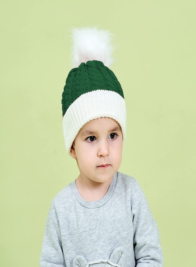 Cleacloud Christmas Knitted Hat for Baby, Santa Hat for Kid Toddler Baby, Xmas Baby Knit Hat for Children, Soft Warm Baby Beanie Knit Hat Green, Green - Image 4
