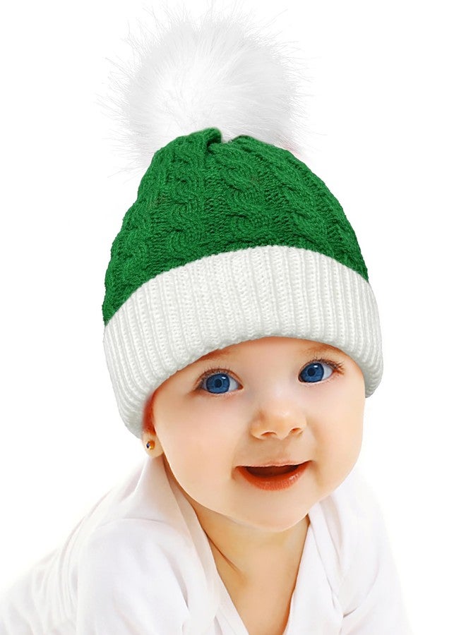 Cleacloud Christmas Knitted Hat for Baby, Santa Hat for Kid Toddler Baby, Xmas Baby Knit Hat for Children, Soft Warm Baby Beanie Knit Hat Green, Green - Image 1