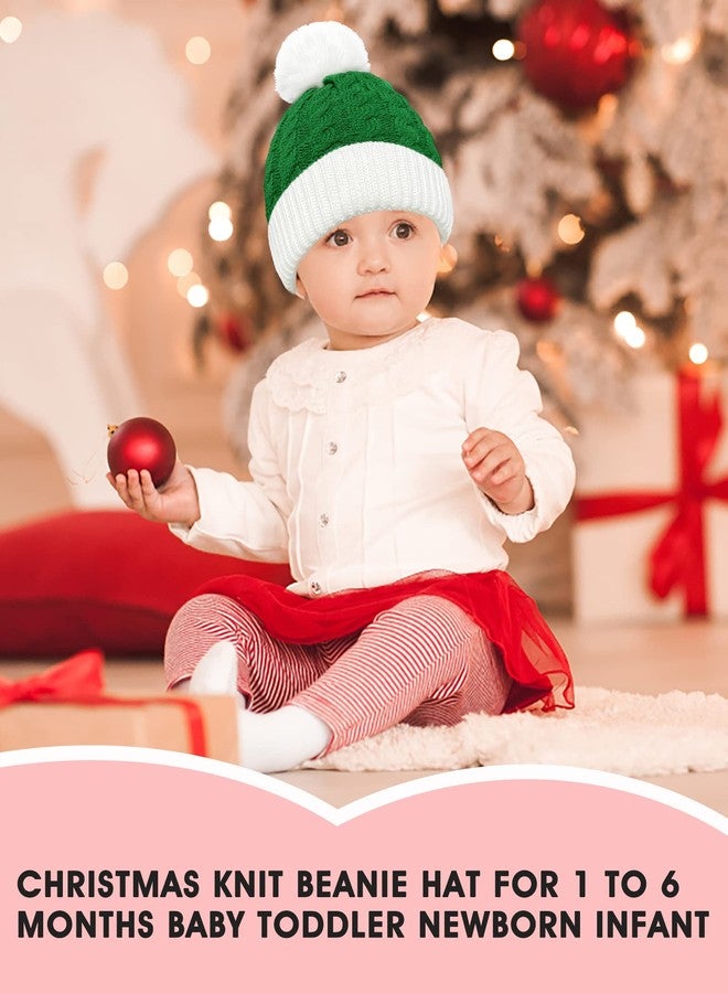 Cleacloud Christmas Knitted Hat for Baby, Santa Hat for Kid Toddler Baby, Xmas Baby Knit Hat for Children, Soft Warm Baby Beanie Knit Hat Green, Green - Image 2