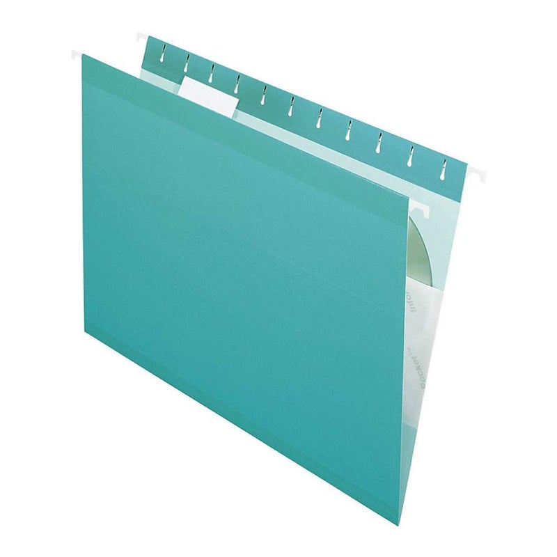 Pendaflex Reinforced Hanging File Folders Letter Size Aqua 15 Cut 25BX 4152 15 AQU