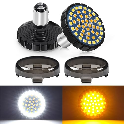 Benlari إشارات الانعطاف الأمامية للدراجات النارية بنلاري 2" مع أغطية عدسات مدخنة 1157 أضواء LED تعمل متوافقة مع هارلي ديفيدسون تورينغ داينا سوفتيل سبورتستر ستريت جلايد رود جلايد آيرون 883 - Image 1
