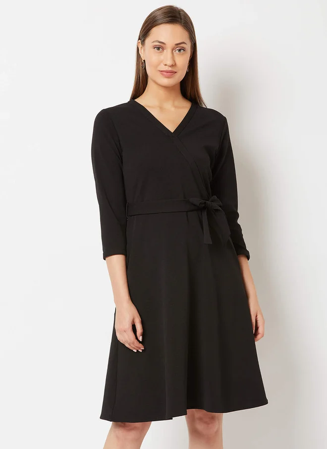 Salt Attire SALT ATTIRE V-Neck Tie Up Wrap Dress