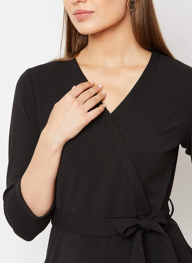 Salt Attire SALT ATTIRE V-Neck Tie Up Wrap Dress