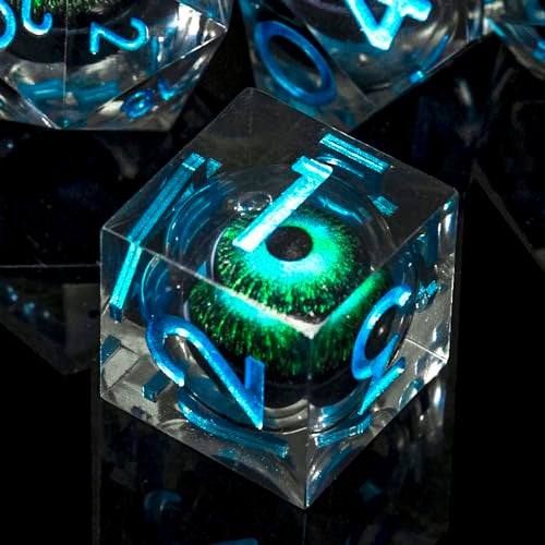 Role dice Beholders Dragon Eye DND Dice Set Liquid Core Cat Eye Sharp Edged Resin Dice for Dungeons and Dragons7pcs RPG Polyhedral MTG Role Playing Dice D20 D12 D10 D8 D6 D4 with Gift BoxBlueDark - Image 5