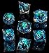 Role dice Beholders Dragon Eye DND Dice Set Liquid Core Cat Eye Sharp Edged Resin Dice for Dungeons and Dragons7pcs RPG Polyhedral MTG Role Playing Dice D20 D12 D10 D8 D6 D4 with Gift BoxBlueDark - Image 2