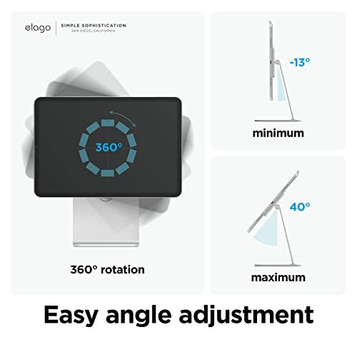 elago Premium iPad Magnetic Stand Designed for iPad Pro 12.9"(5th, 4th Gen), 11"(3rd,2nd Gen), Air 10.9"(5th, 4th Gen), Mini 8.3"(6th Gen, A17 Pro), 10.9"(10th Gen) [Silver] - Image 5