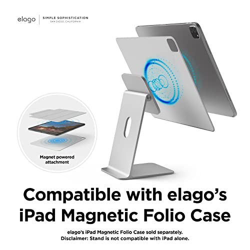 elago Premium iPad Magnetic Stand Designed for iPad Pro 12.9"(5th, 4th Gen), 11"(3rd,2nd Gen), Air 10.9"(5th, 4th Gen), Mini 8.3"(6th Gen, A17 Pro), 10.9"(10th Gen) [Silver] - Image 3