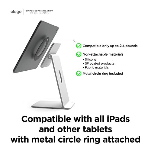 elago Premium iPad Magnetic Stand Designed for iPad Pro 12.9"(5th, 4th Gen), 11"(3rd,2nd Gen), Air 10.9"(5th, 4th Gen), Mini 8.3"(6th Gen, A17 Pro), 10.9"(10th Gen) [Silver] - Image 2