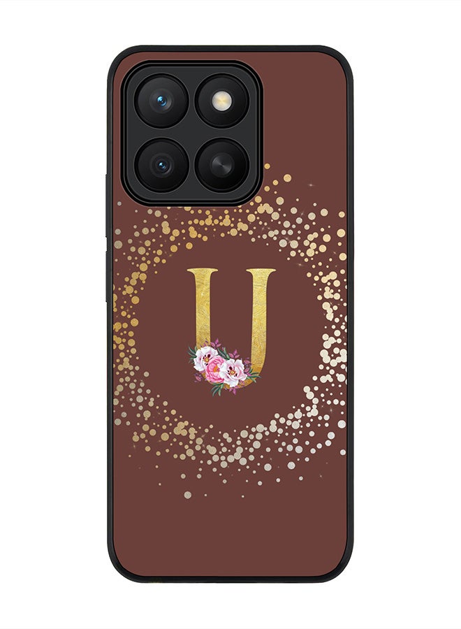 Stylizedd For Honor X8c Case,Slim fit Camera Protection, Shockproof Thin Phone cover  - Custom Monogram Floral - U  (Brown )