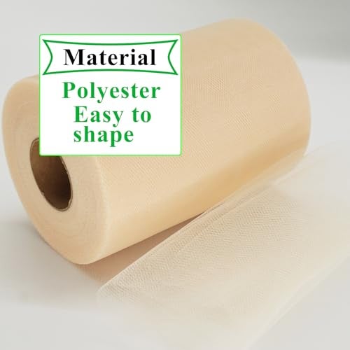 IONTACH Beige Tulle Fabric Rolls 6 Inch by 100 Yards (300 feet) Fabric Spool Tulle Ribbon for DIY Tutu Gift Wrapping Baby Shower Birthday Party Wedding Decorations Christmas Craft Supplies - Image 4