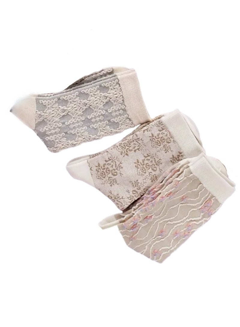 سولوباي جوارب مطرزة بالورود، مقاس واحد، متعددة الألوان، عبوة من 3 قطع - Image 1