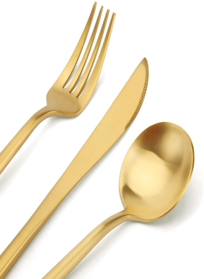 sharecook Matte Gold Silverware Set, SHARECOOK 30-Piece Stainless Steel Satin Finish Flatware Set Service for 6, Kitchen Utensil Set, Tableware Cutlery Set for Home and Restaurant… - Image 3