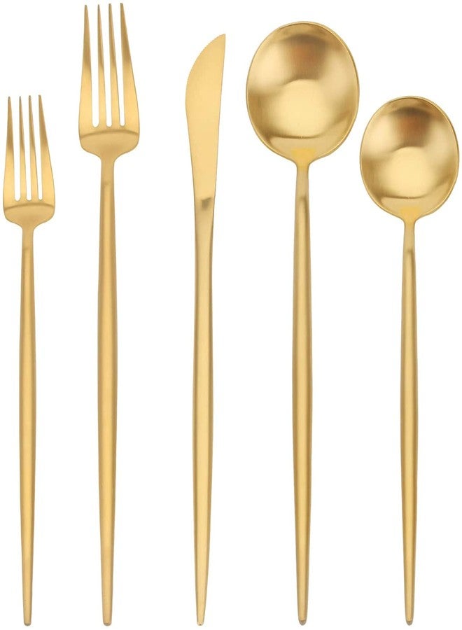 sharecook Matte Gold Silverware Set, SHARECOOK 30-Piece Stainless Steel Satin Finish Flatware Set Service for 6, Kitchen Utensil Set, Tableware Cutlery Set for Home and Restaurant… - Image 1