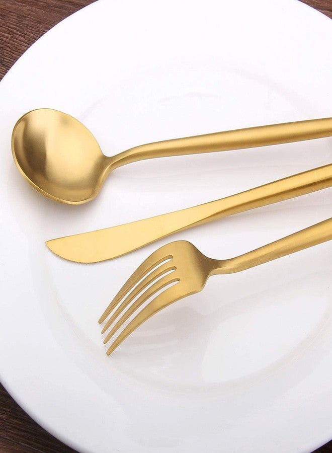 sharecook Matte Gold Silverware Set, SHARECOOK 30-Piece Stainless Steel Satin Finish Flatware Set Service for 6, Kitchen Utensil Set, Tableware Cutlery Set for Home and Restaurant… - Image 5